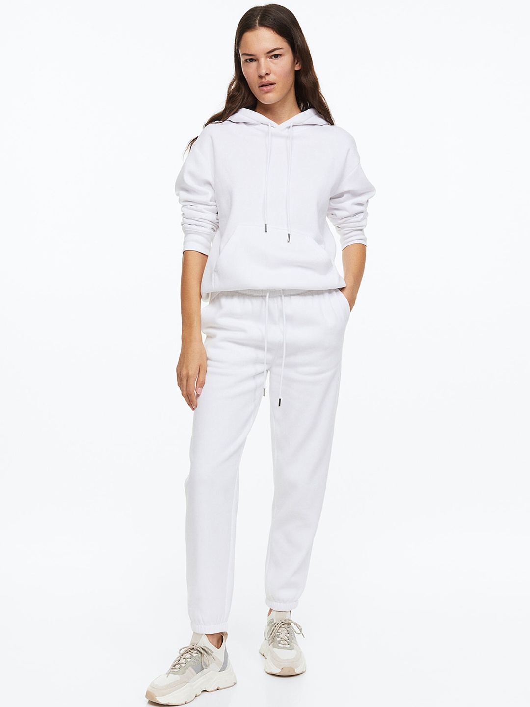 

H&M Women Cotton-Blend Sweatpants, White