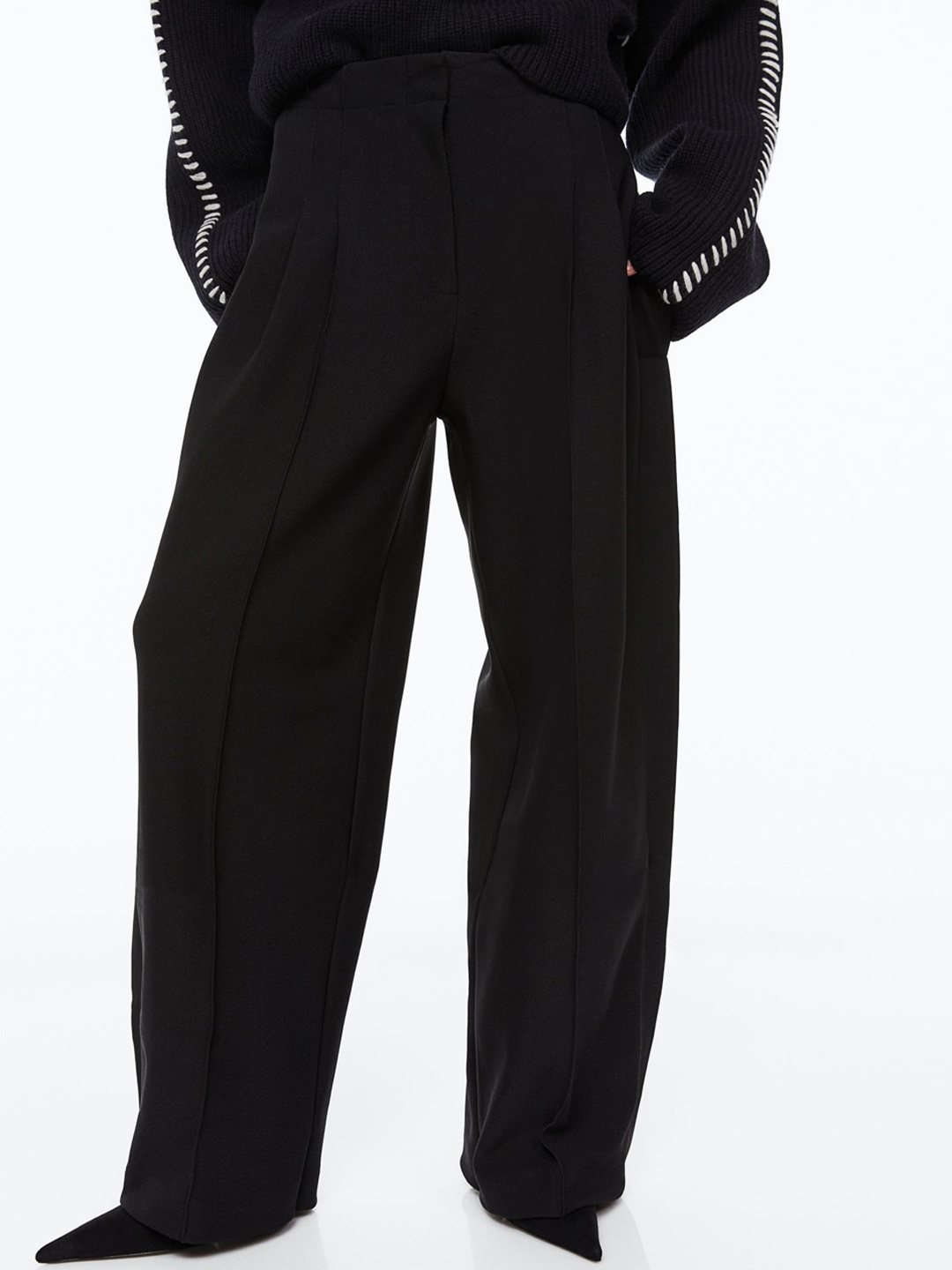 

H&M Women Tailored Jersey Trousers, Black