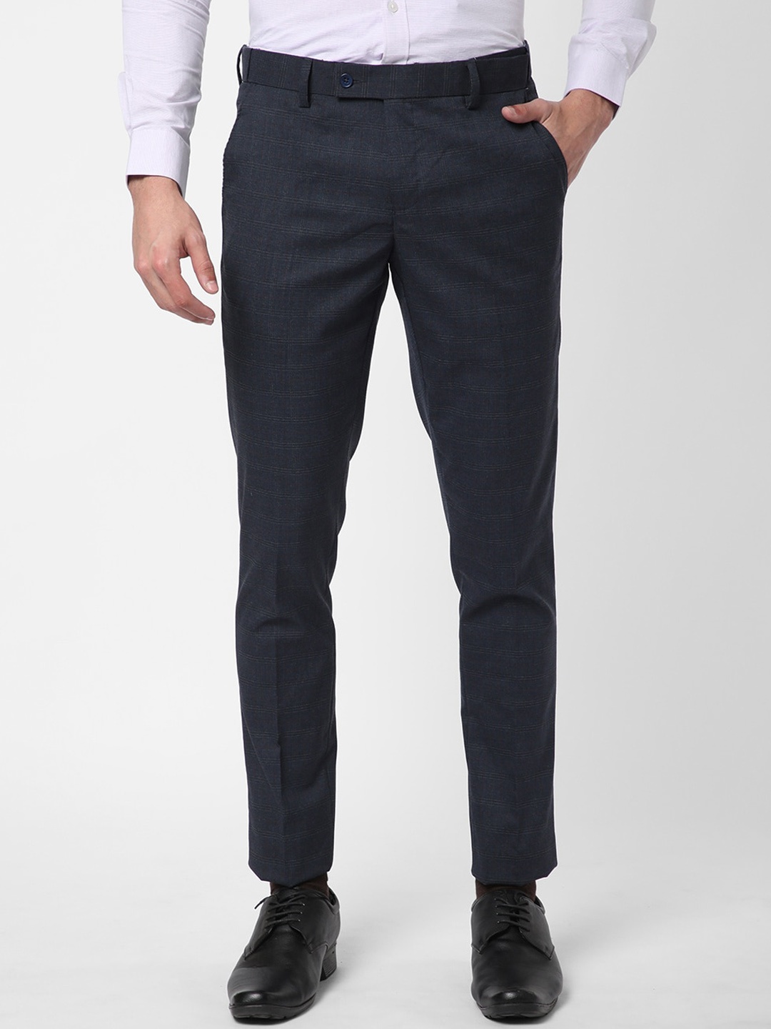 

R&B Men Formal Trousers, Navy blue