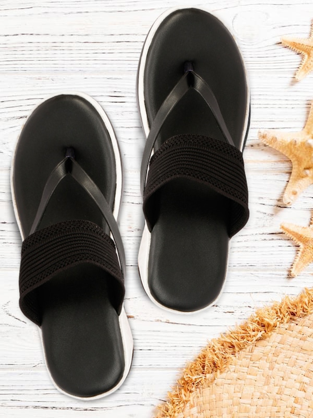 

sneakers villa Women T-Strap Flats, Black
