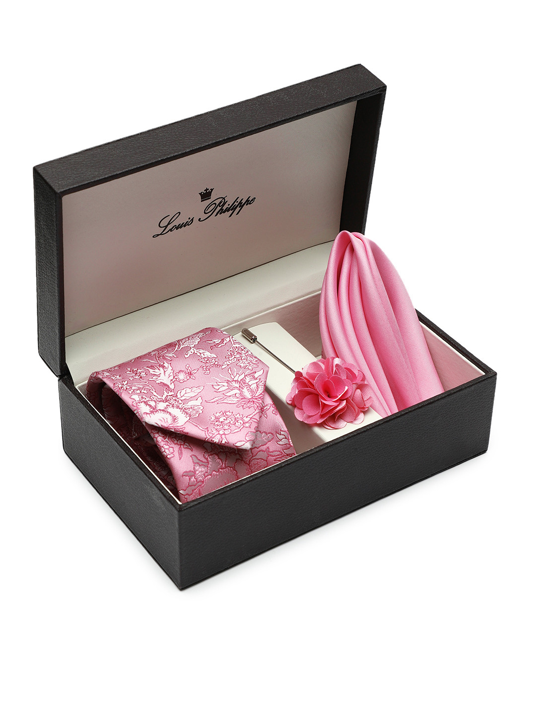 

Louis Philippe Men Woven Design Accessory Gift Set, Pink