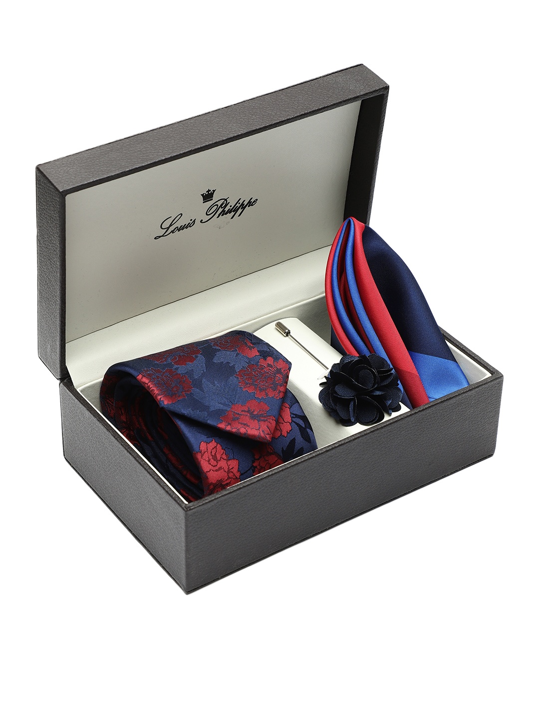 

Louis Philippe Men Woven Design Accessory Gift Set, Red