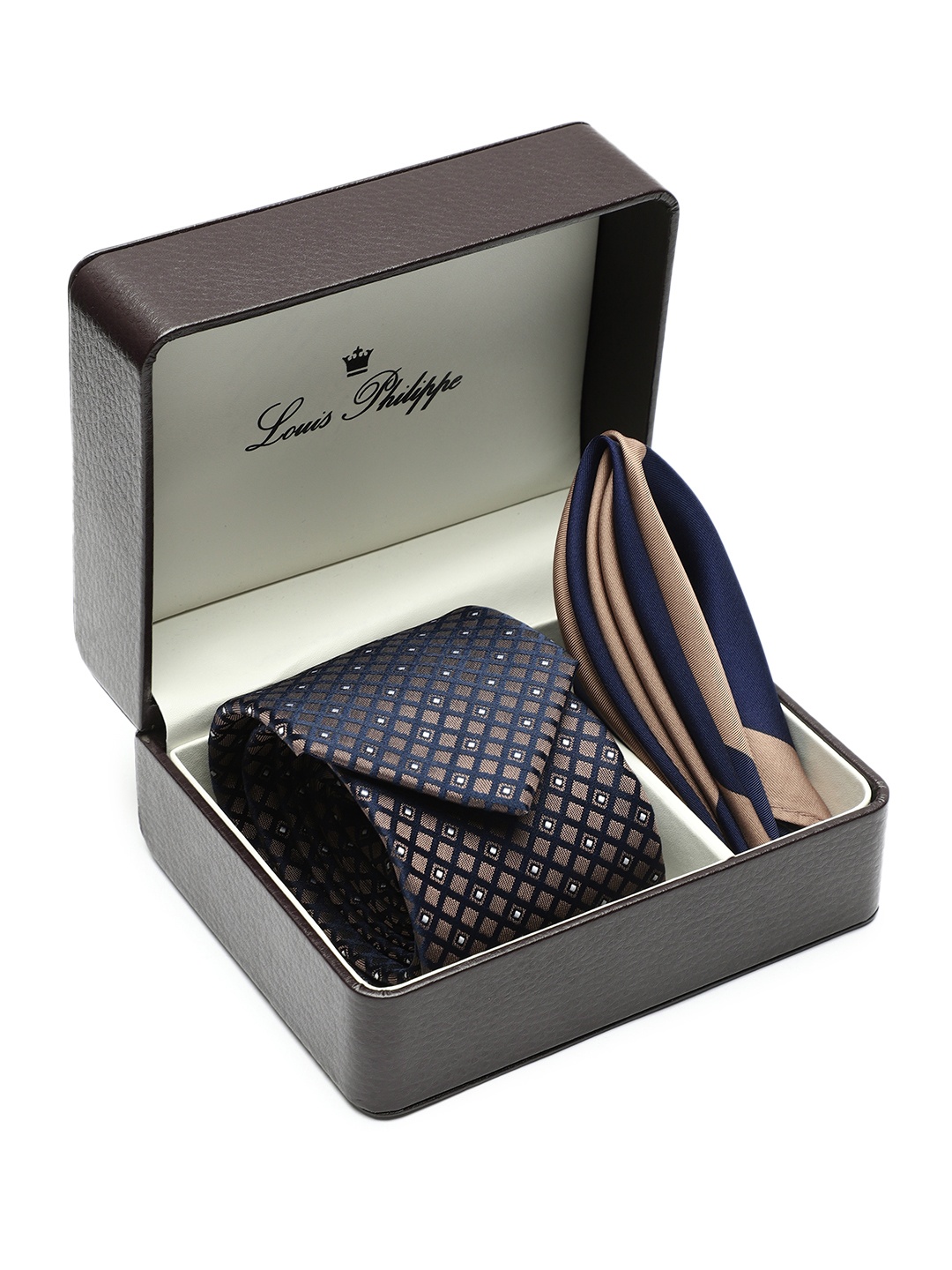 

Louis Philippe Men Woven Design Accessory Gift Set, Navy blue