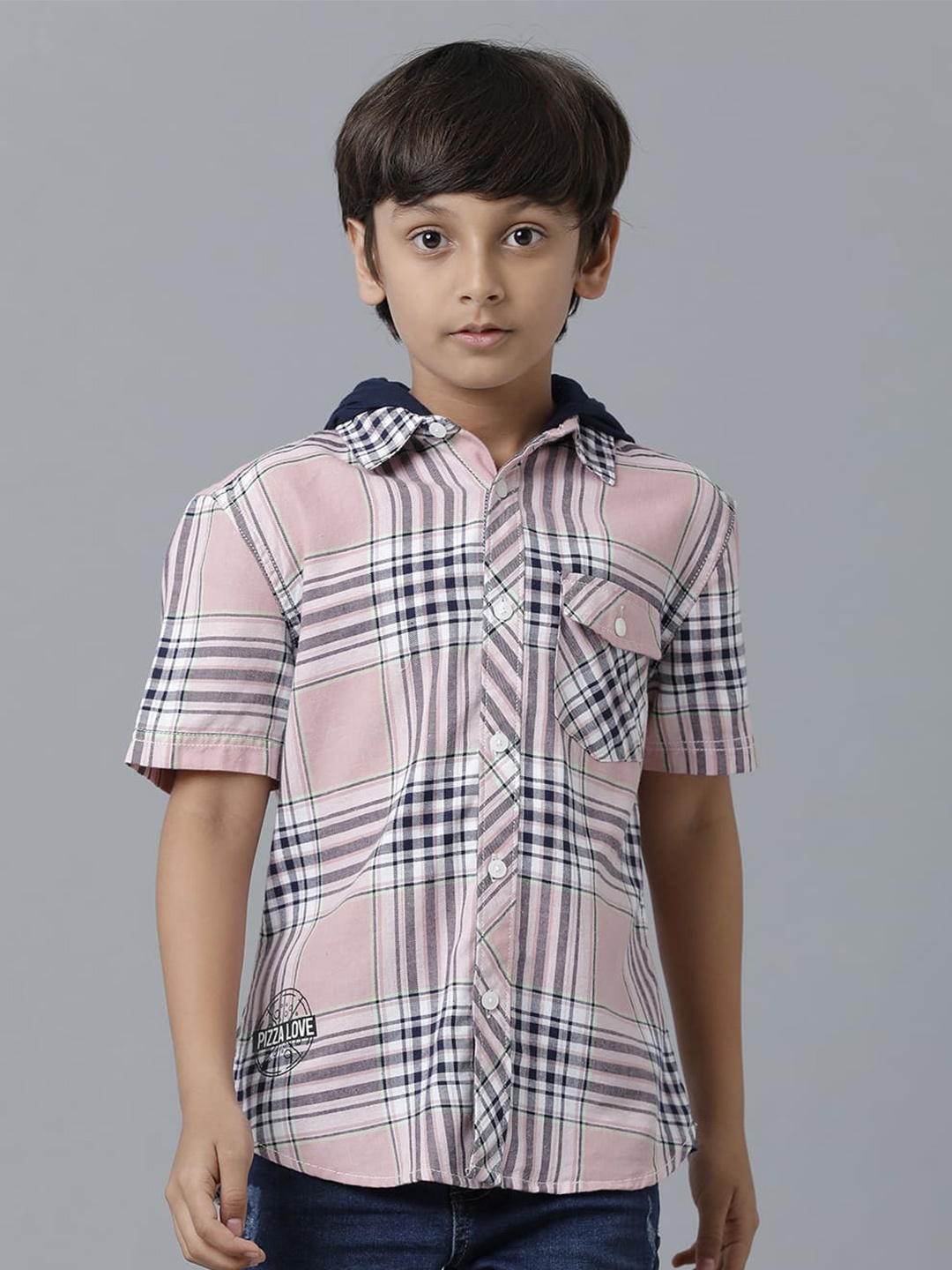 

UNDER FOURTEEN ONLY Boys Tartan Checked Casual Shirt, Peach