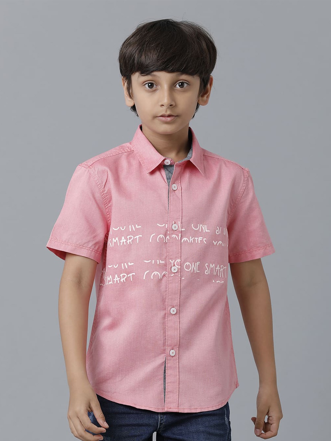 

UNDER FOURTEEN ONLY Boys Micro Checked Casual Shirt, Pink