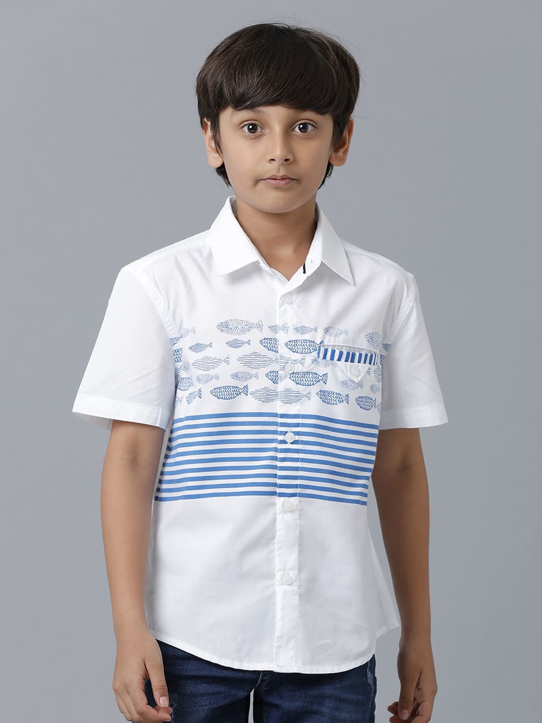 

UNDER FOURTEEN ONLY Boys Cotton Casual Shirt, White