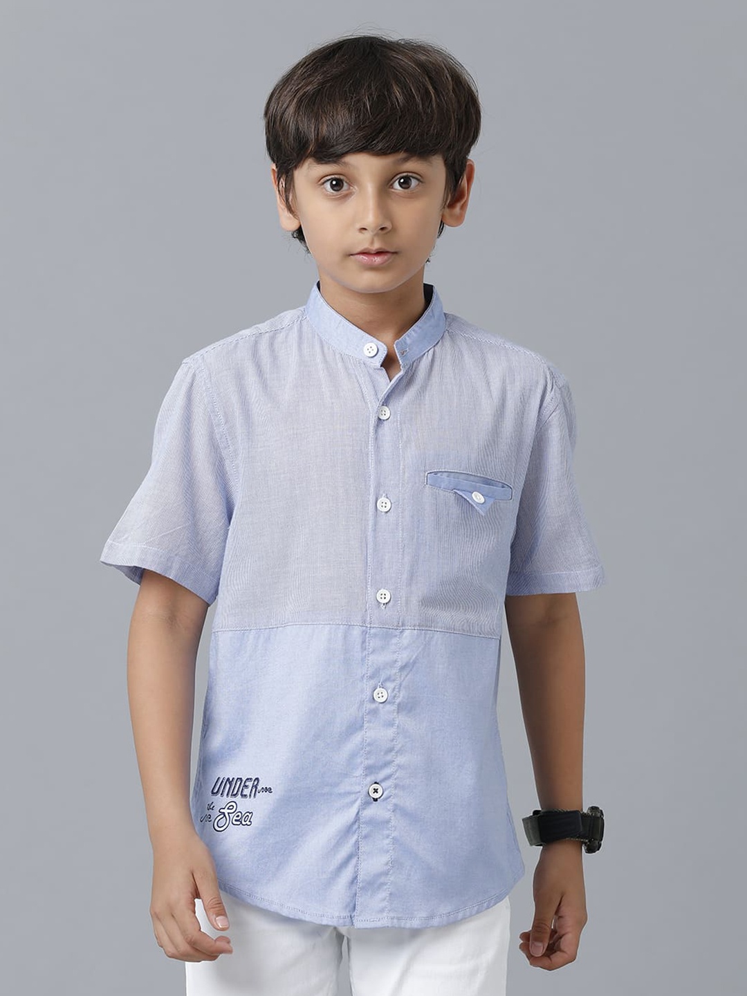 

UNDER FOURTEEN ONLY Boys Casual Cotton Shirt, Blue