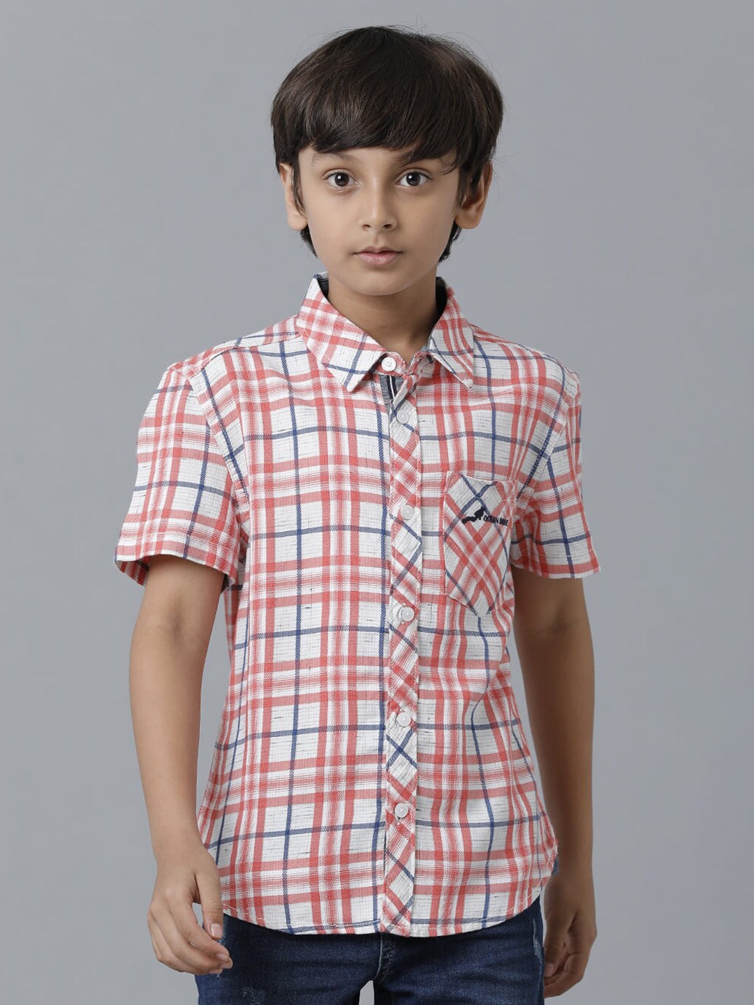 

UNDER FOURTEEN ONLY Boys Cotton Tartan Checks Checked Casual Shirt, White