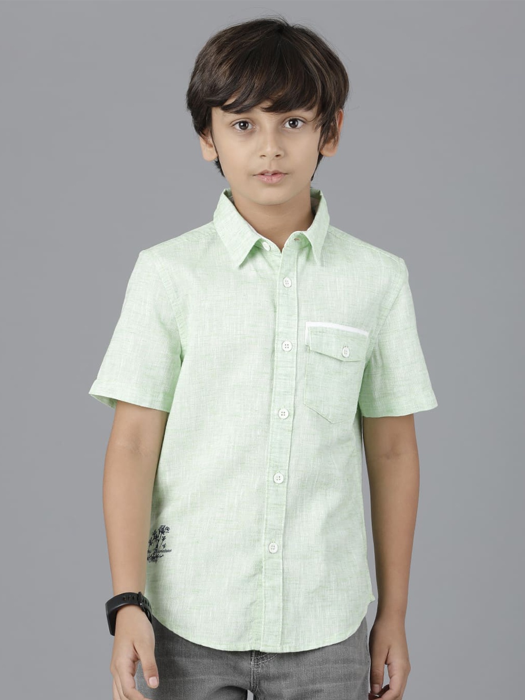 

UNDER FOURTEEN ONLY Boys Green Casual Shirt