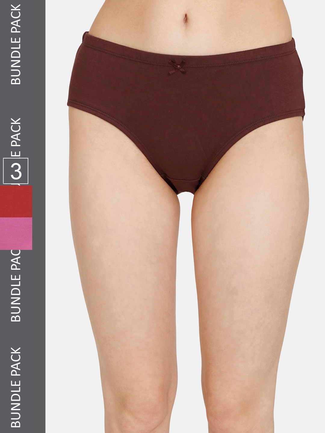 

Rosaline by Zivame Women Pack Of 3 Pure Cotton Hipster Briefs, Brown