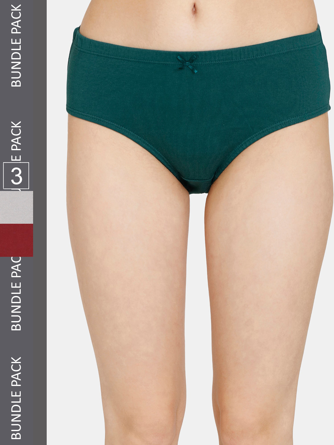 

Rosaline by Zivame Women Pack Of 3 Pure Cotton Hipster Briefs, Green