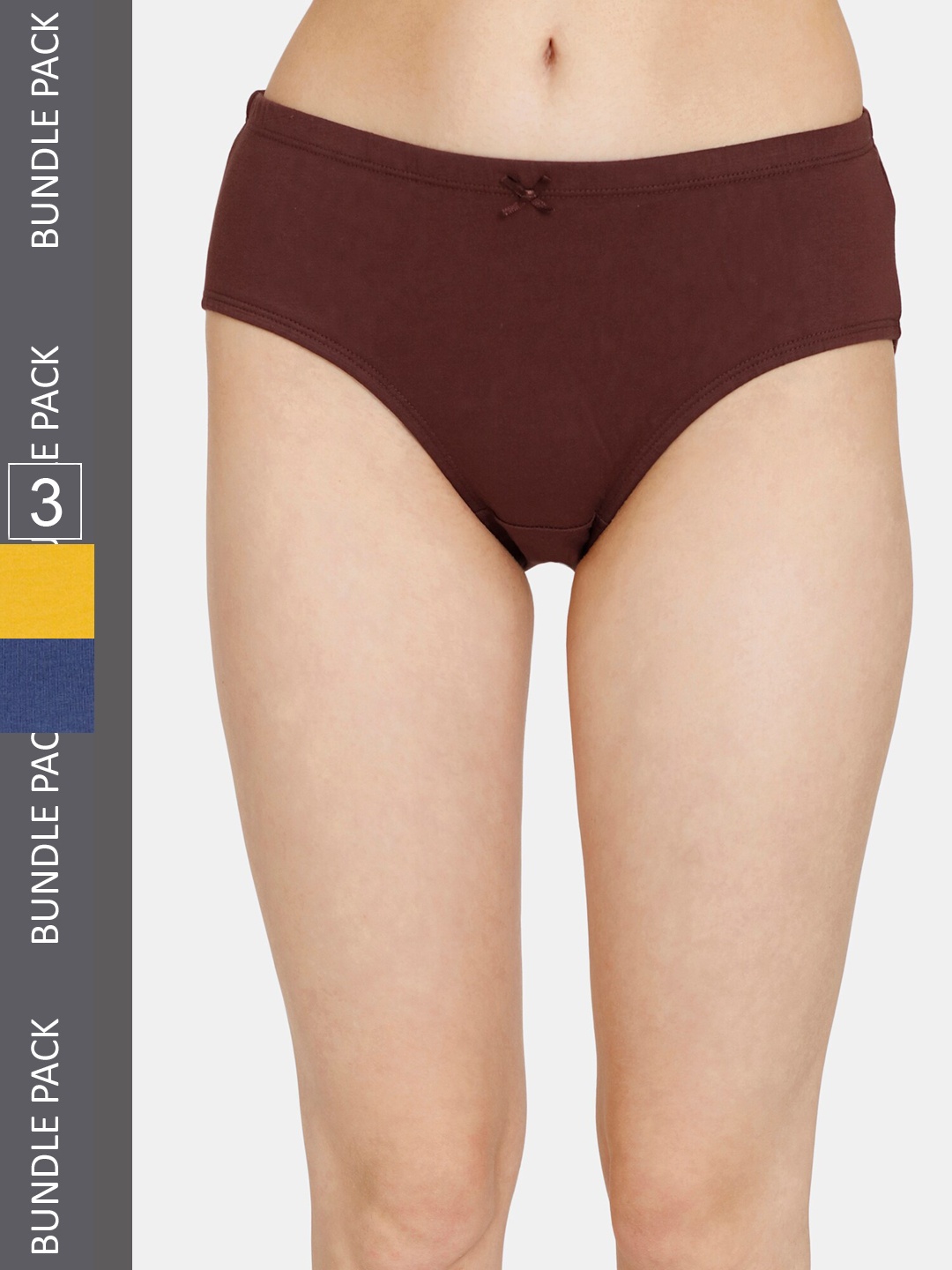 

Rosaline by Zivame Women Pack Of 3 Pure Cotton Hipster Briefs RO2065FASHJDAST, Brown