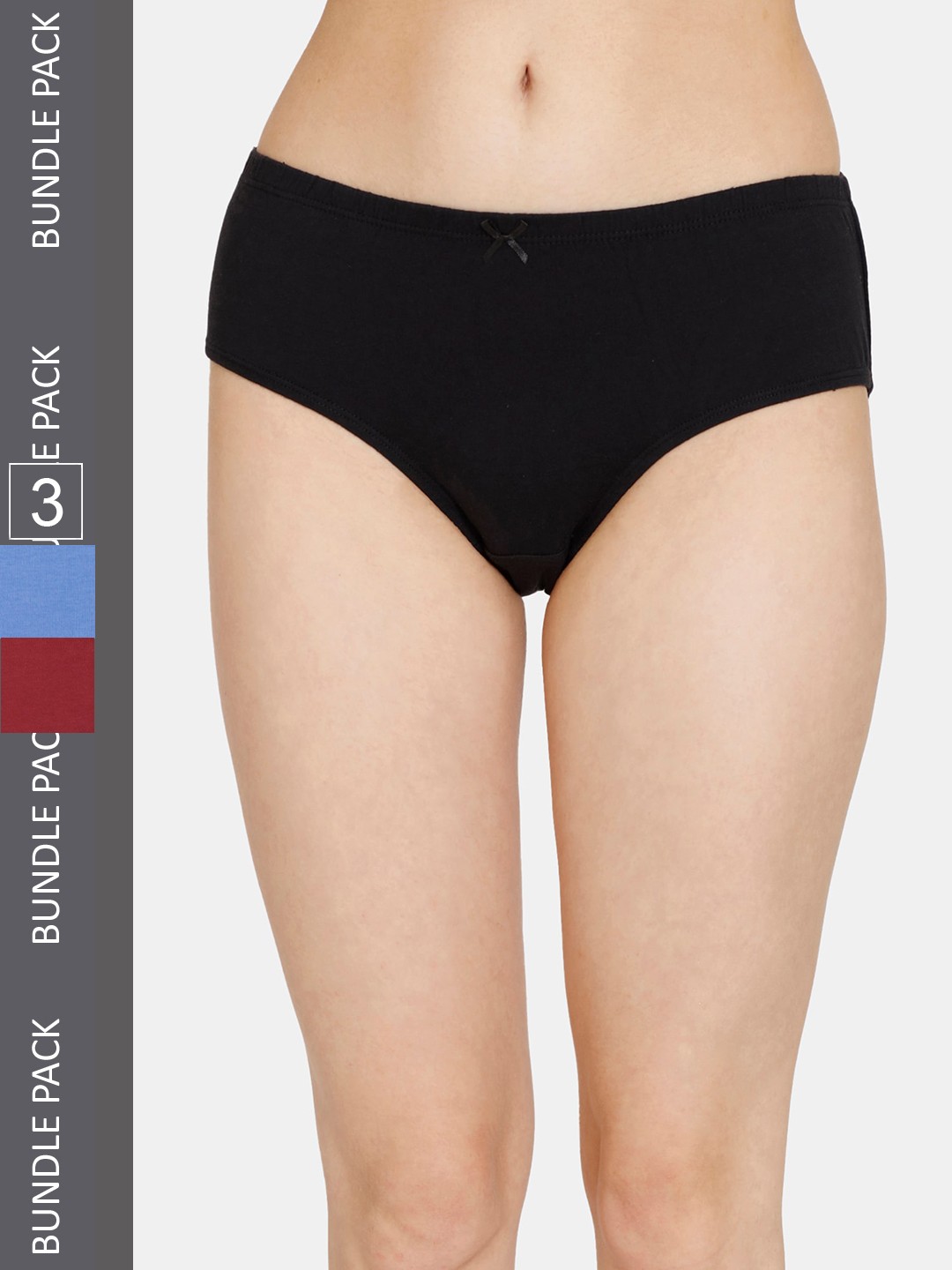 

Rosaline by Zivame Women Pack Of 3 Pure Cotton Mid Rise Hipster Briefs RO2065FASHHASRT, Black