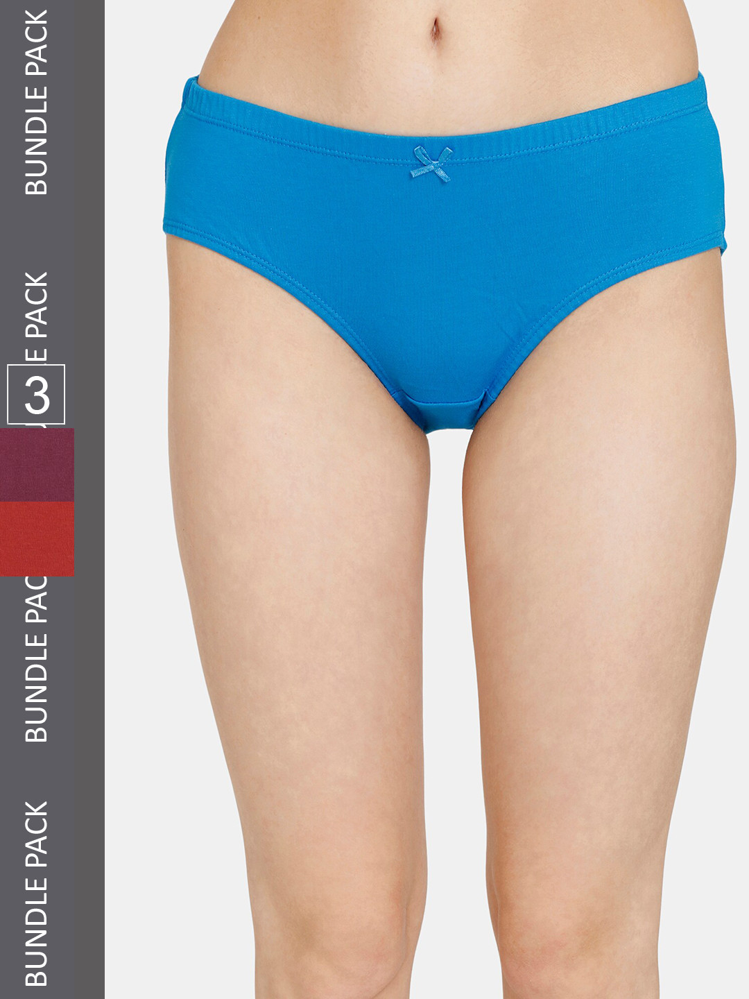 

Rosaline by Zivame Women Pack Of 3 Pure Cotton Hipster Briefs, Blue