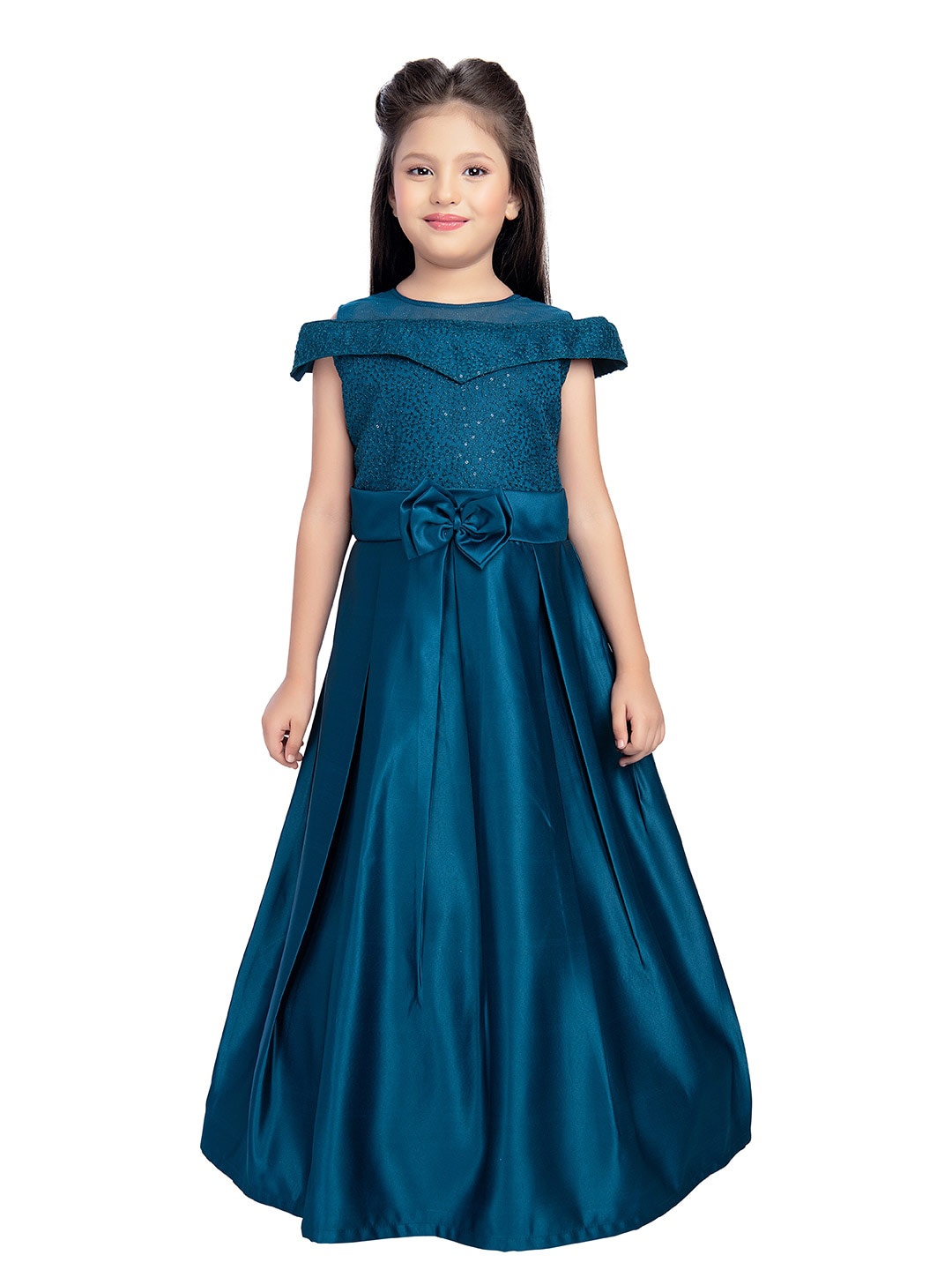 

BETTY Girls Satin Maxi Dress, Blue