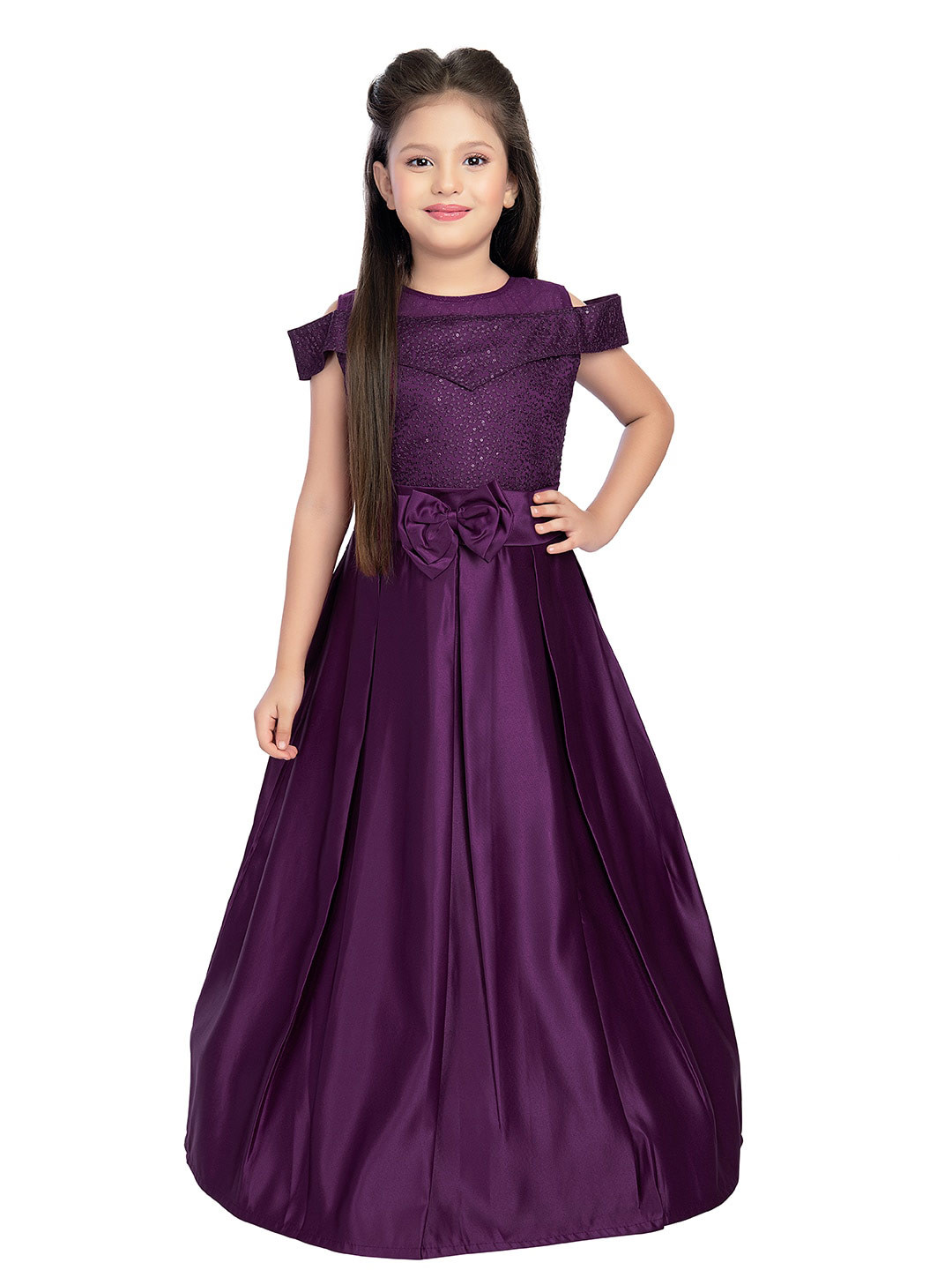 

BETTY Girls Satin Gown Dress, Purple