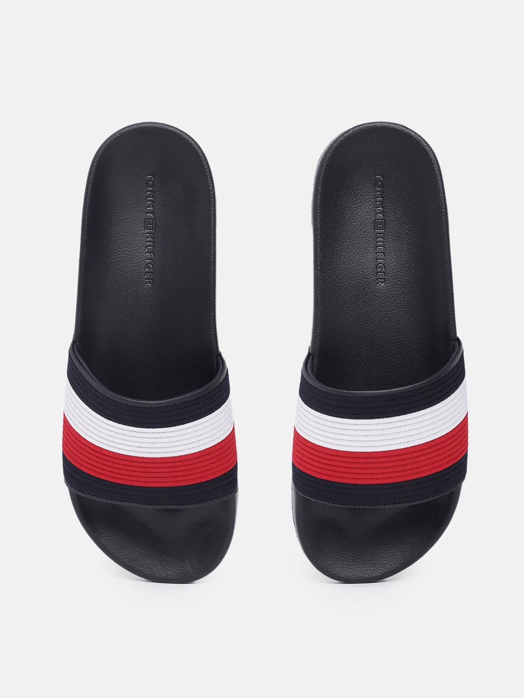 

Tommy Hilfiger Men Striped Sliders, Navy blue