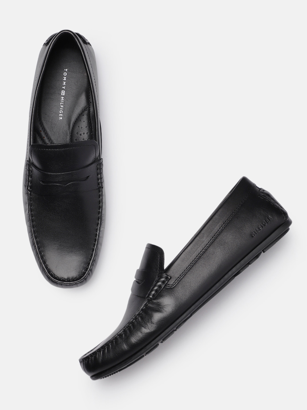 

Tommy Hilfiger Men Leather Driving Shoes, Black