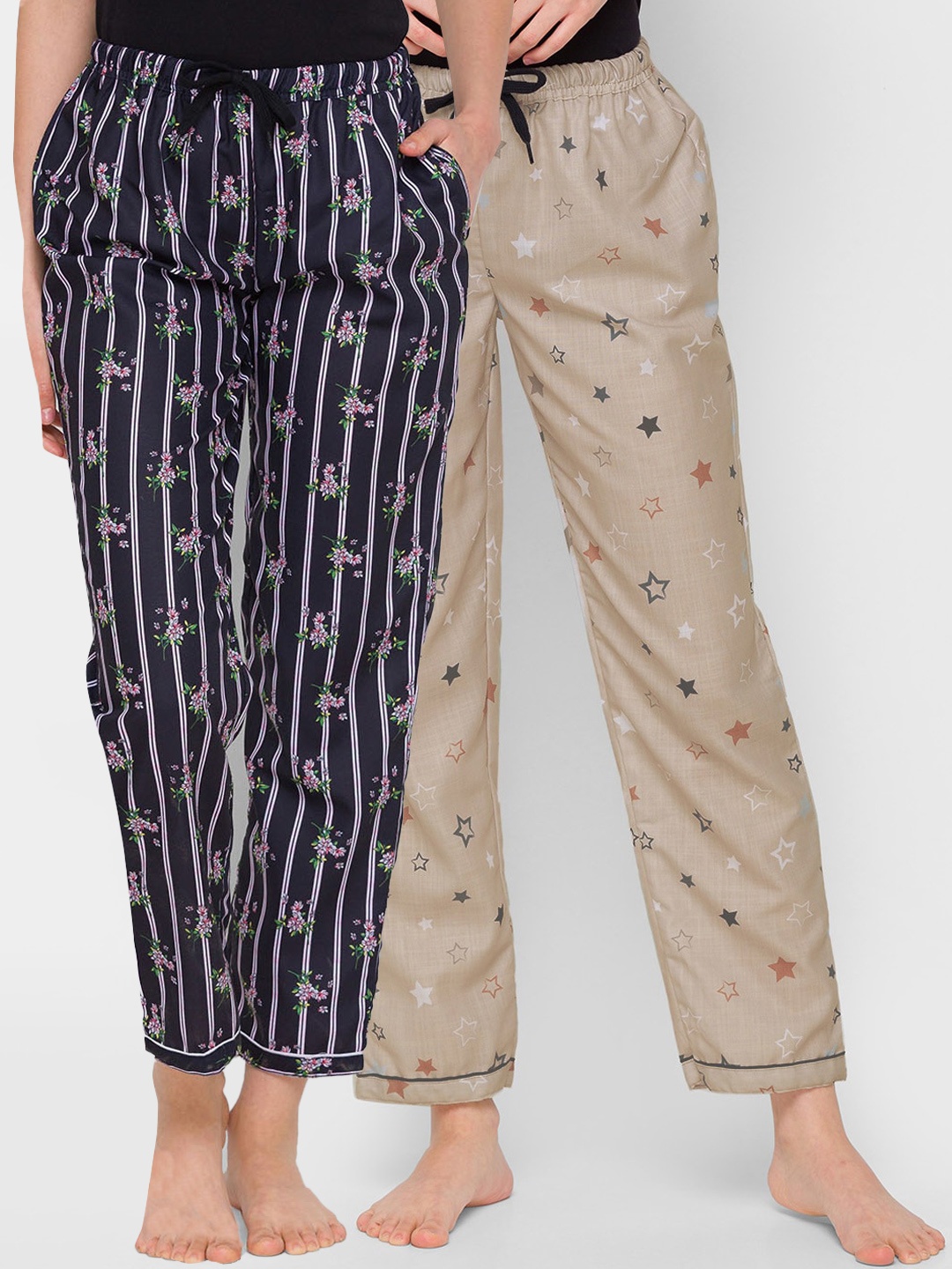 

FashionRack Women Set Of 2 Printed Lounge Pants, Beige