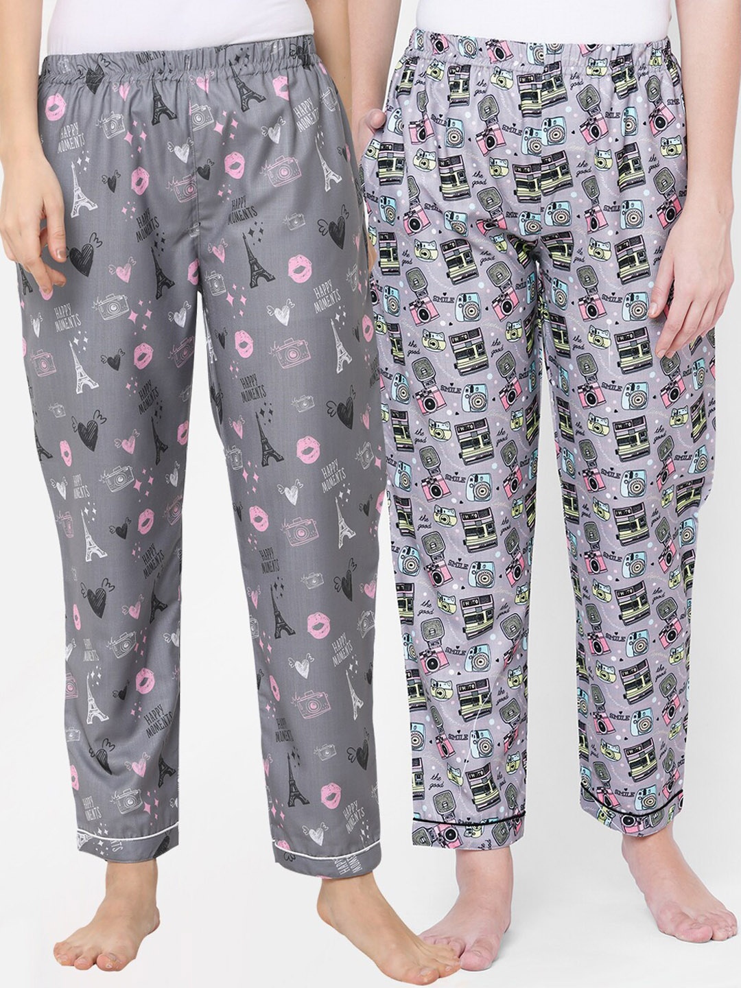 

FashionRack Women Set Of 2 Printed Lounge Pants, Grey