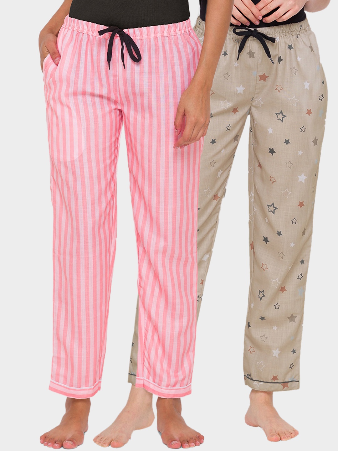 

FashionRack Women Pack of 2 Printed Lounge Pants, Beige