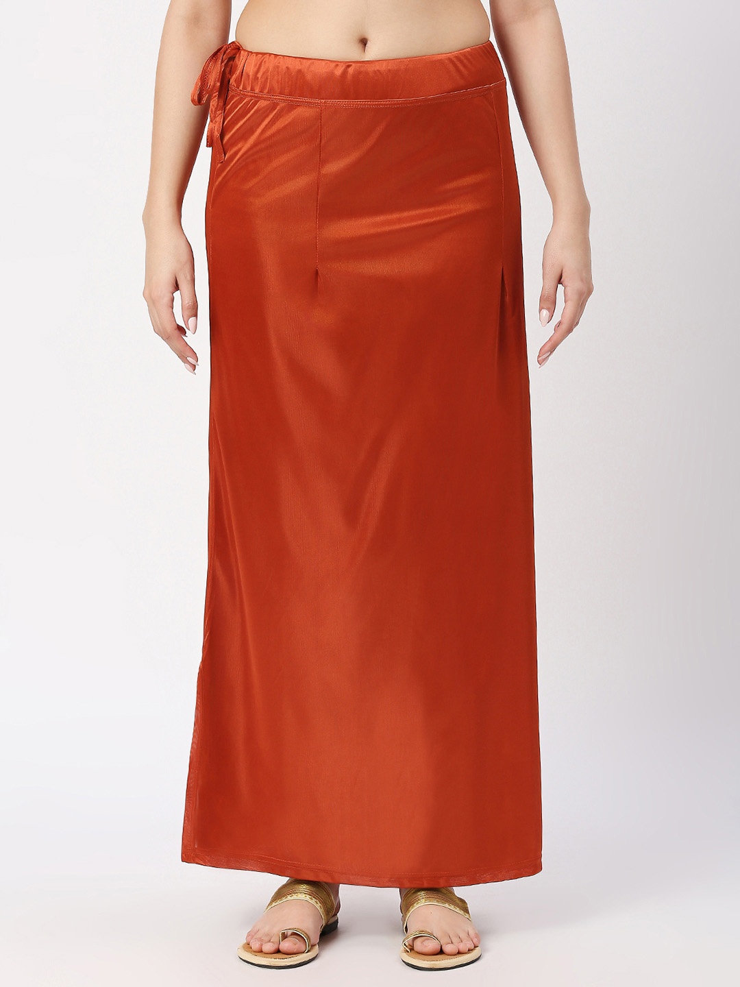 

neckbook Women Stretchable Satin Shapewear Petticoat, Rust