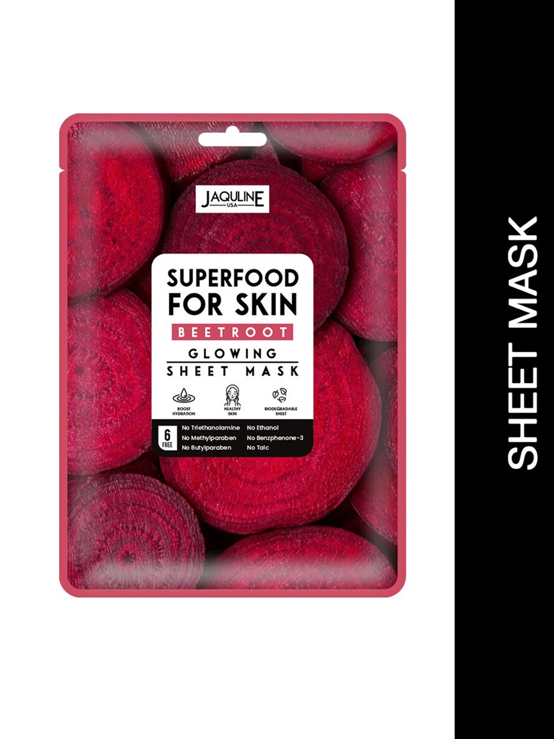 

Jaquline USA Superfood For Skin Beetroot Glowing Sheet Mask - 25 ml, White
