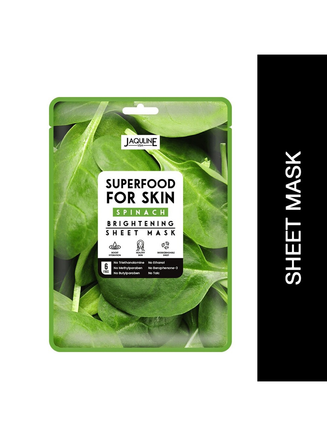 

Jaquline USA Superfood Spinach Brightening Sheet Mask - 25 ml, White
