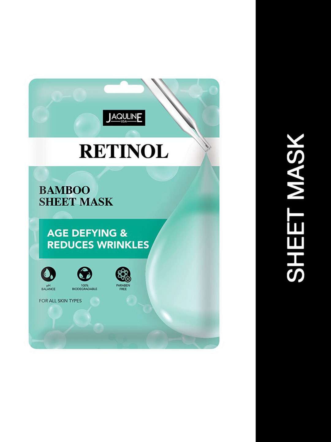 

Jaquline USA Retinol Bamboo Sheet Mask - 25 ml, White