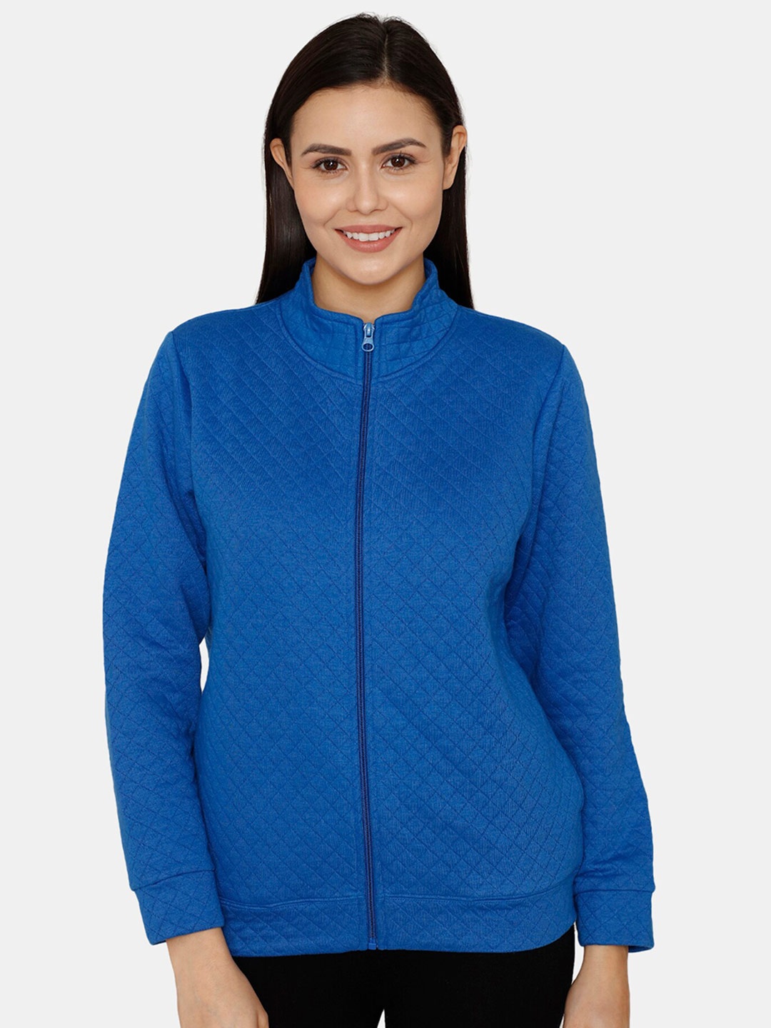 

Zivame Women Solid Front-Open Sweatshirt, Blue