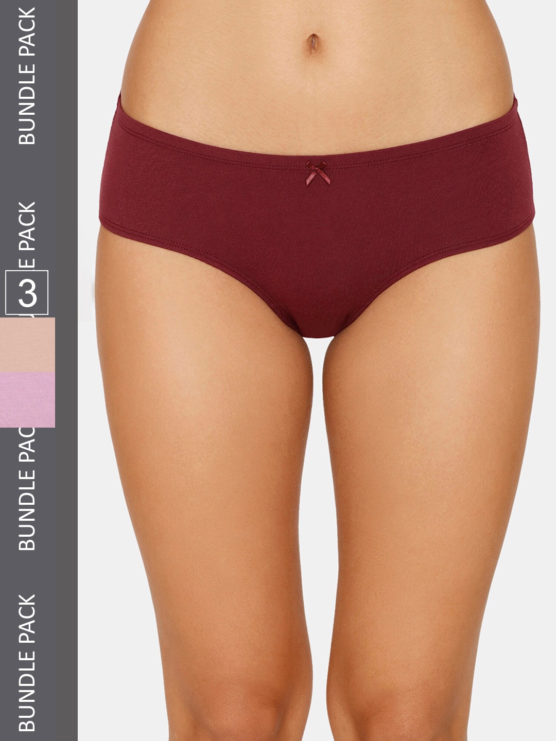 

Zivame Women Pack Of 3 Cotton Hipster Briefs, Maroon