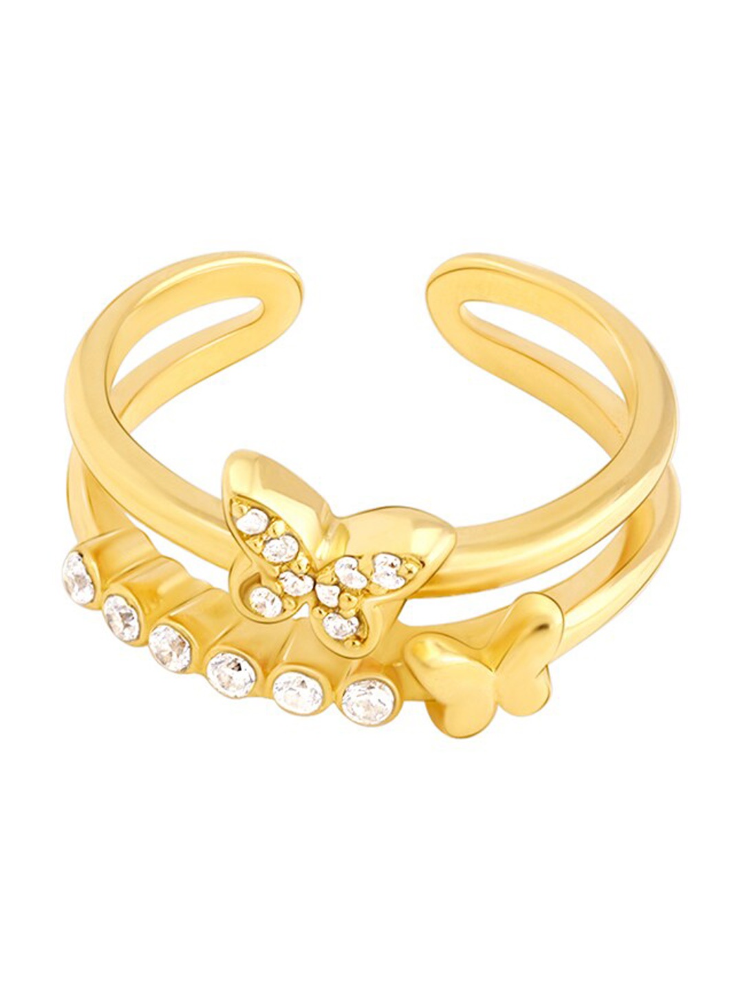 

GIVA 925 Sterling Silver Gold-Plated Butterfly In Love Ring Finger Ring