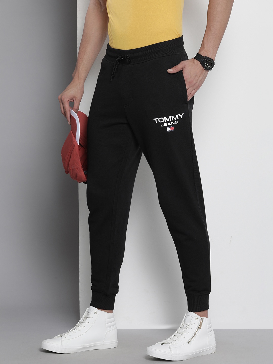 

Tommy Hilfiger Men Organic Cotton Brand Logo Printed Joggers, Black
