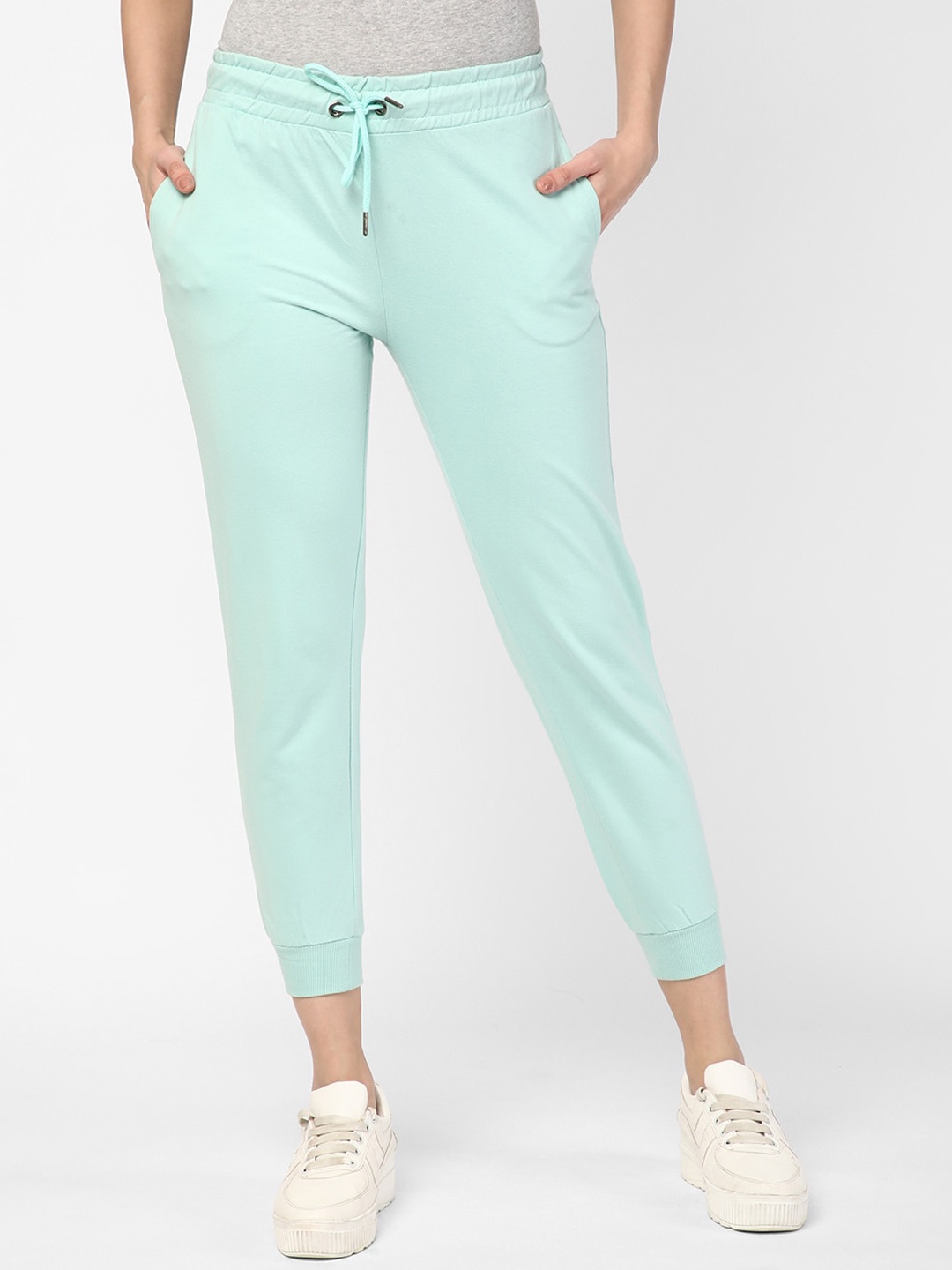 

R&B Women Cotton Calf Length Joggers, Green