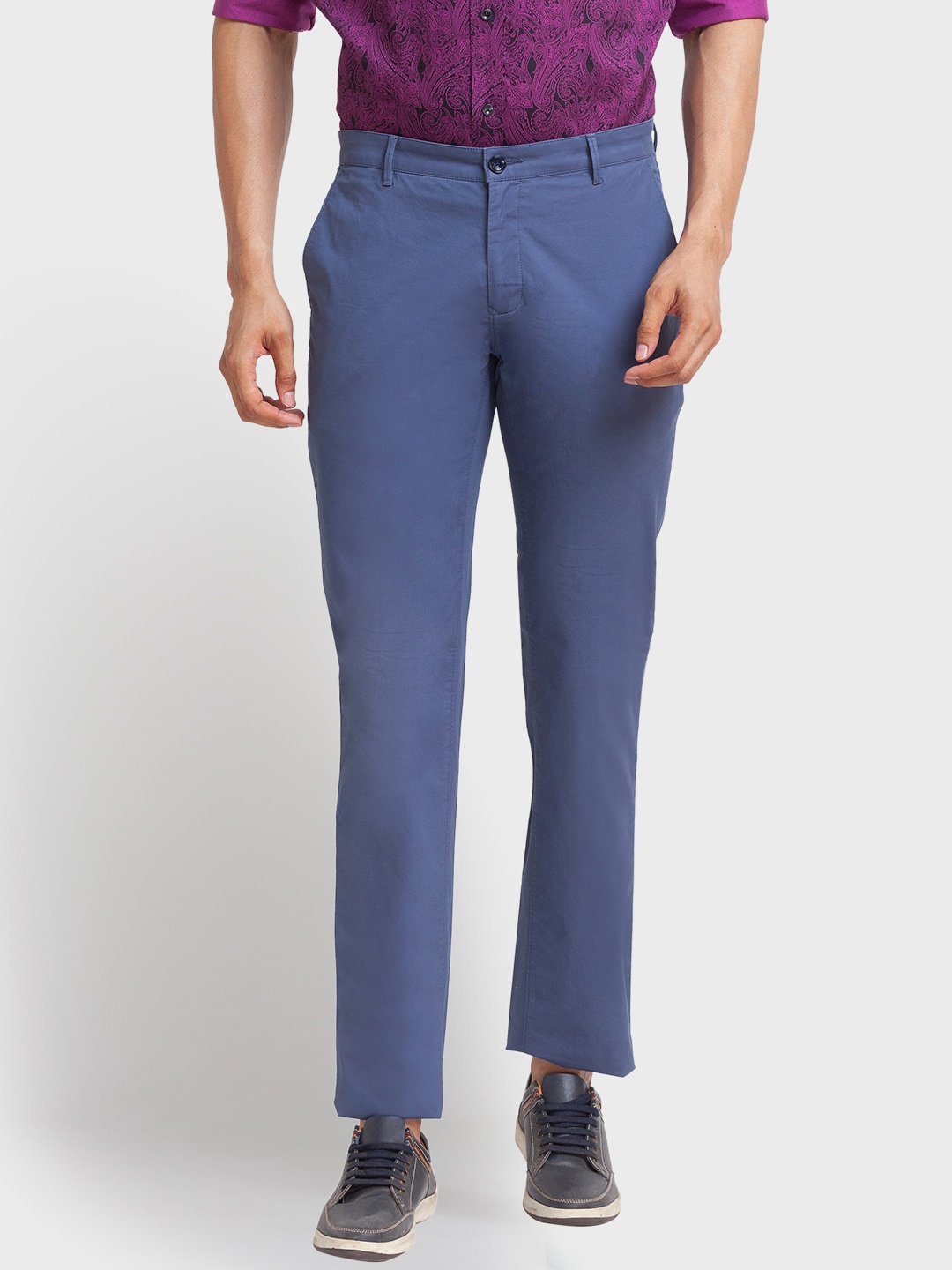 

ColorPlus Men Chinos Cotton Trousers, Blue