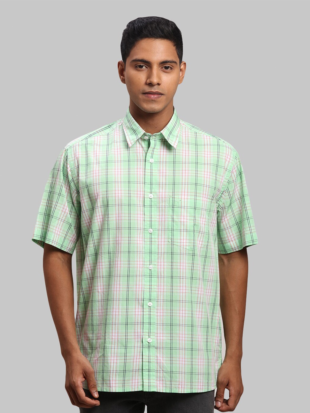 

ColorPlus Men Checked Casual Cotton Shirt, Green