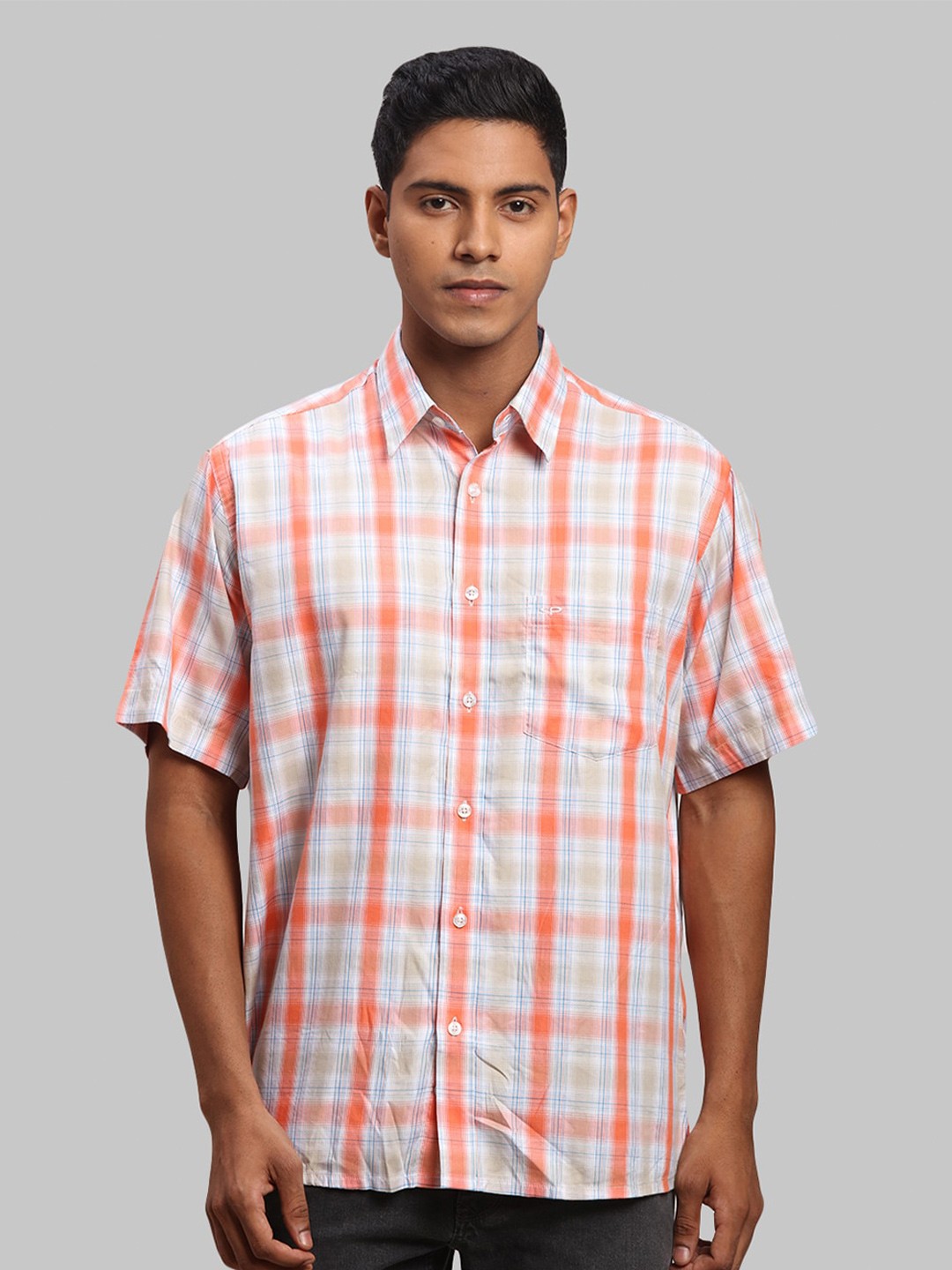 

ColorPlus Men Checked Casual Shirt, Orange