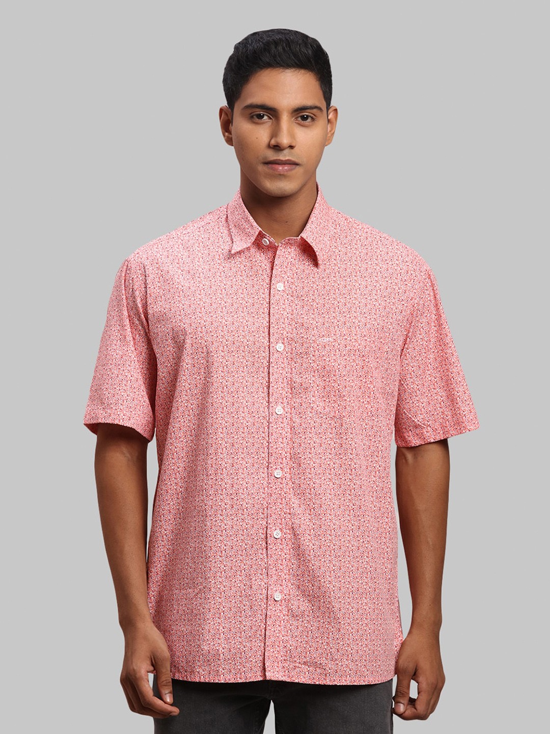 

ColorPlus Men Red Plus Size Printed Casual Cotton Shirt