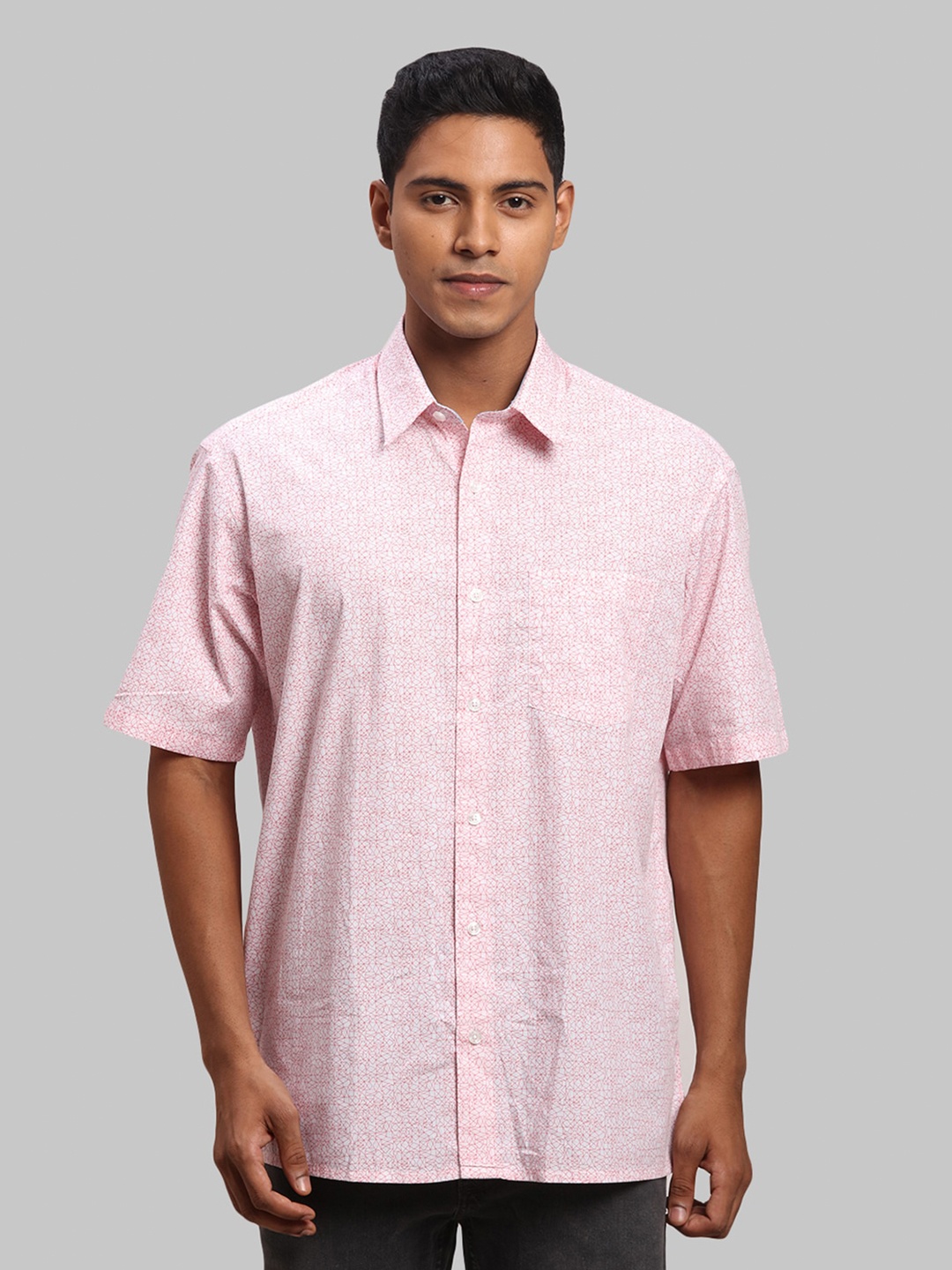 

ColorPlus Men Solid Casual Spread Collar Cotton Shirt, Pink