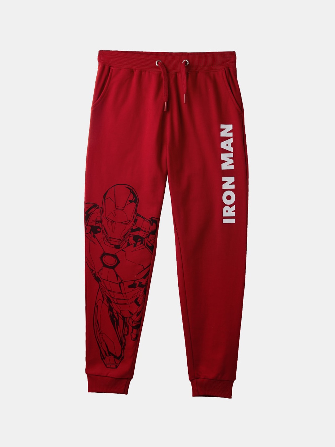 

The Souled Store Boys Iron Man Power Printed Pure Cotton Joggers, Red