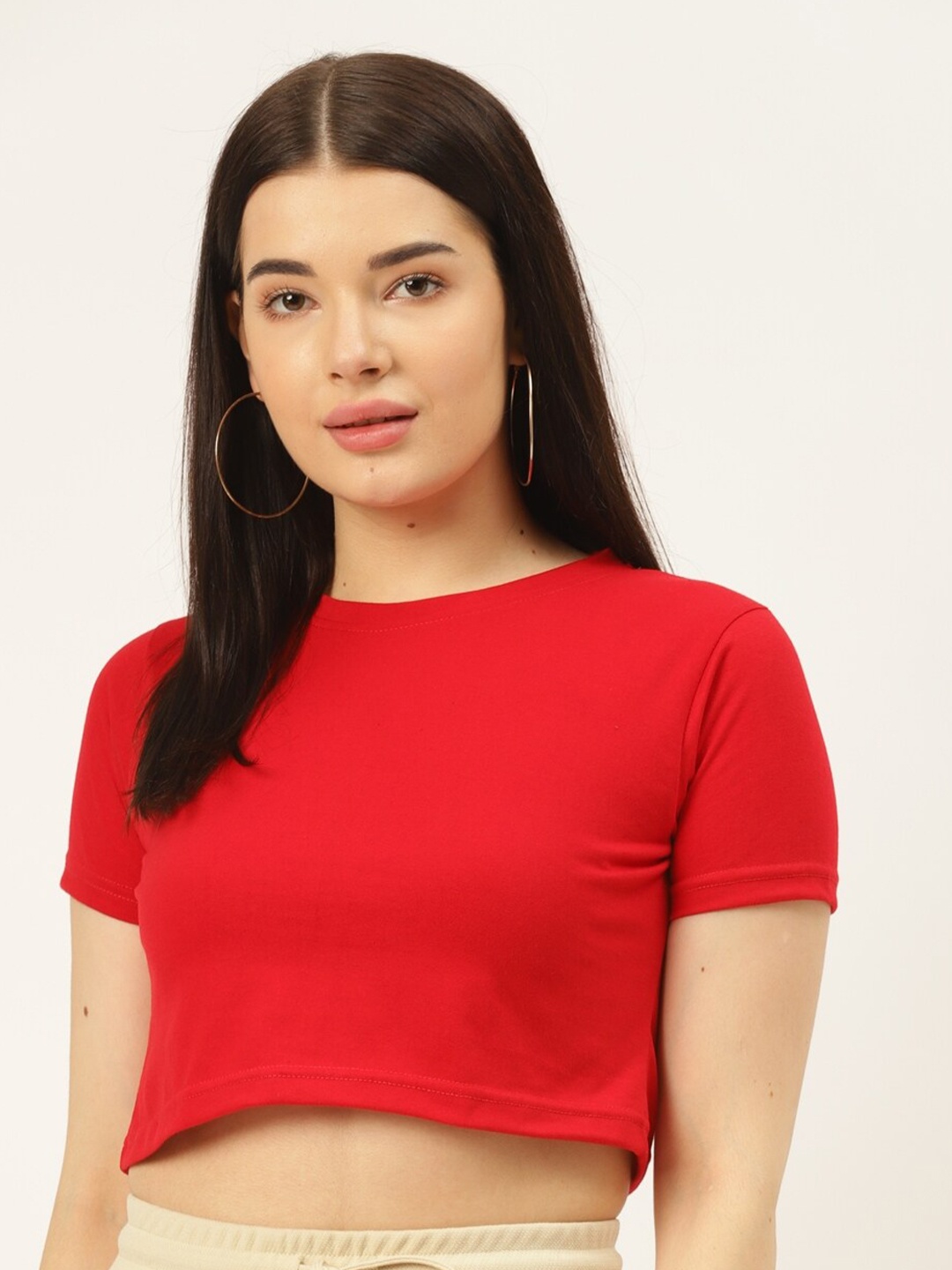 

Rodzen Women Pure Cotton T-shirt, Red