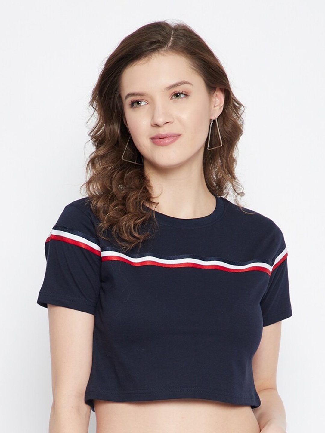 

Rodzen Women Pure Cotton T-shirt, Navy blue