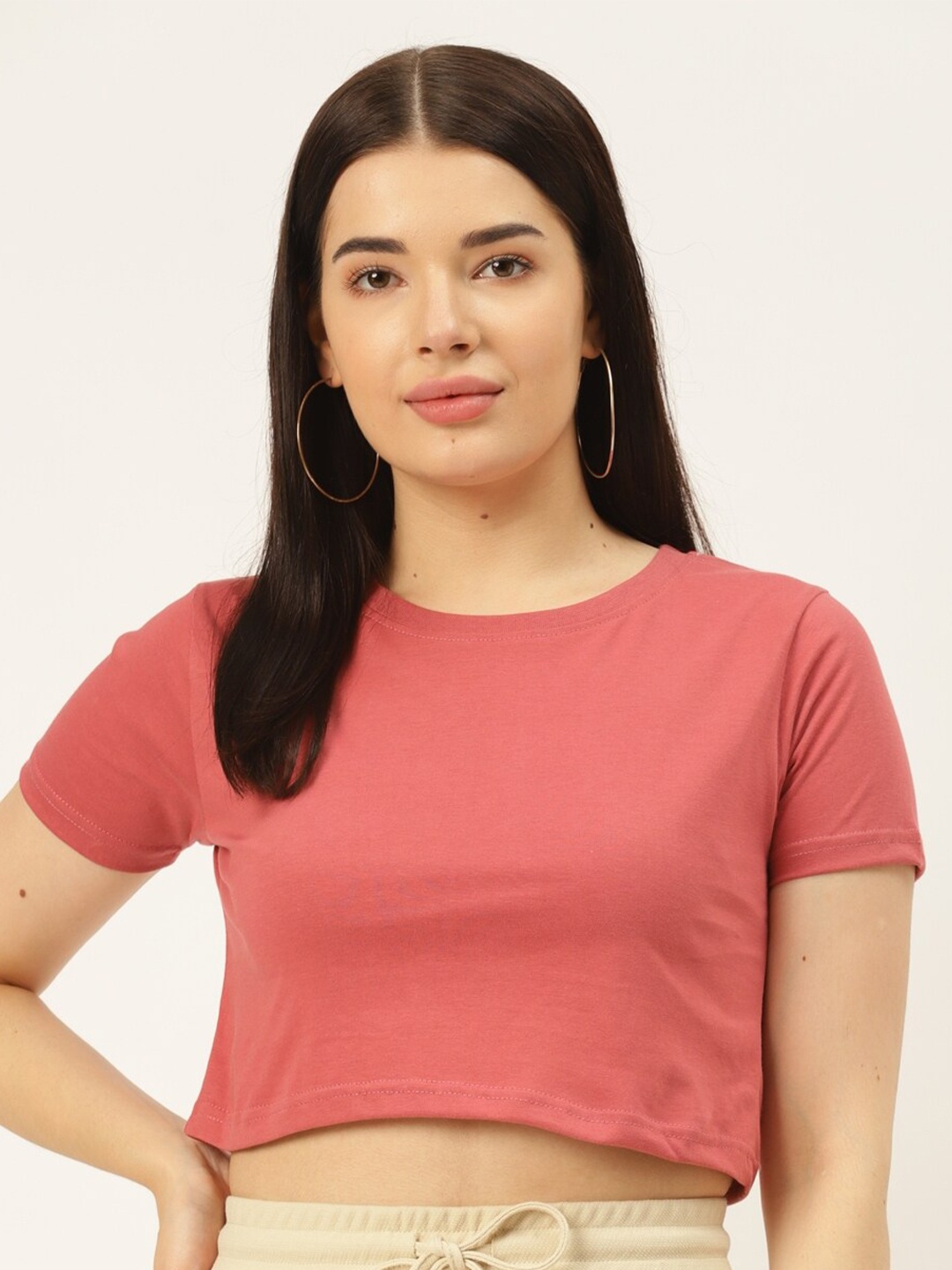 

Rodzen Women Pure Cotton T-shirt, Rose