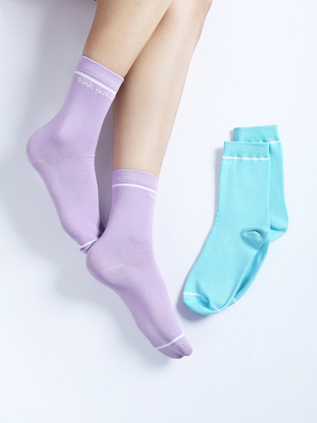 

aastey Women Pack Of 2 Cotton Ankle-Length Socks, Lavender