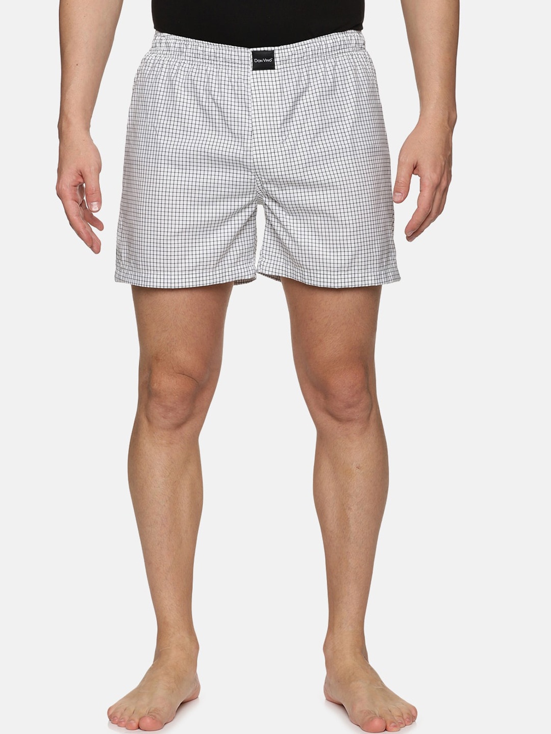 

DON VINO Men Cotton Checked Shorts, White
