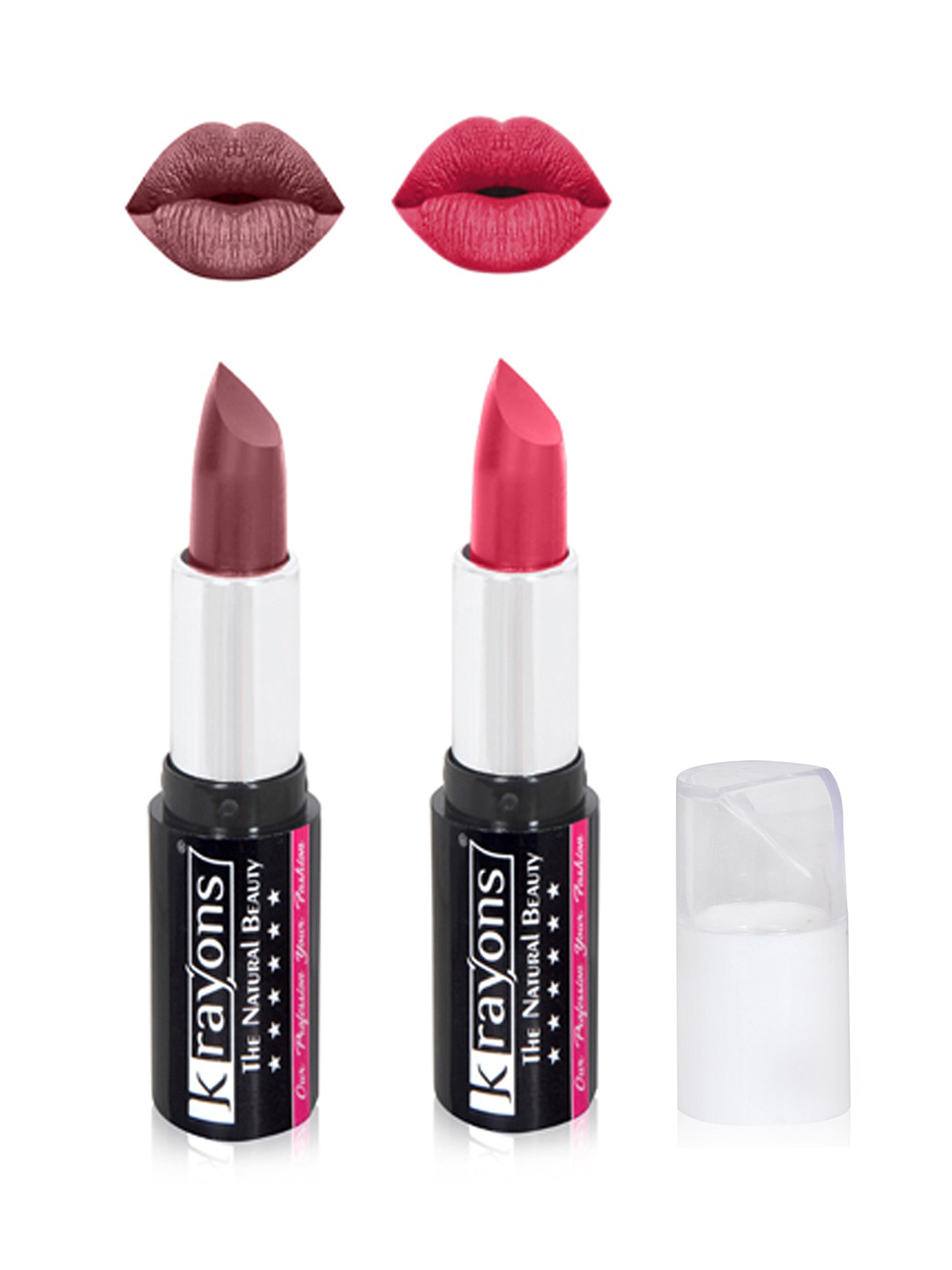 

krayons Set of 2 The Natural Beauty Moisturizing & Long-Lasting Matte Lipstick - 4 g each, Burgundy