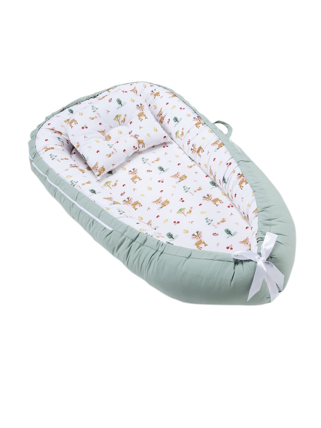 

haus & kinder Whimsical Woodland Infant Kids Printed Cotton Mattress Set With Pillow, White