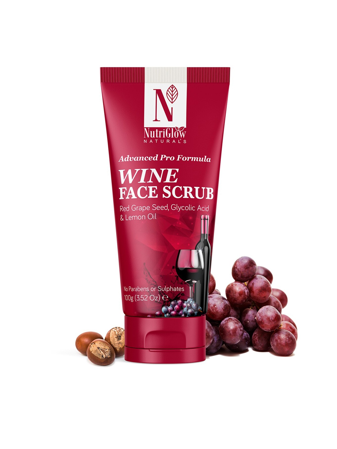 

NutriGlow Naturals Advanced Pro Formula Wine Face Scrub - 100 g, Red