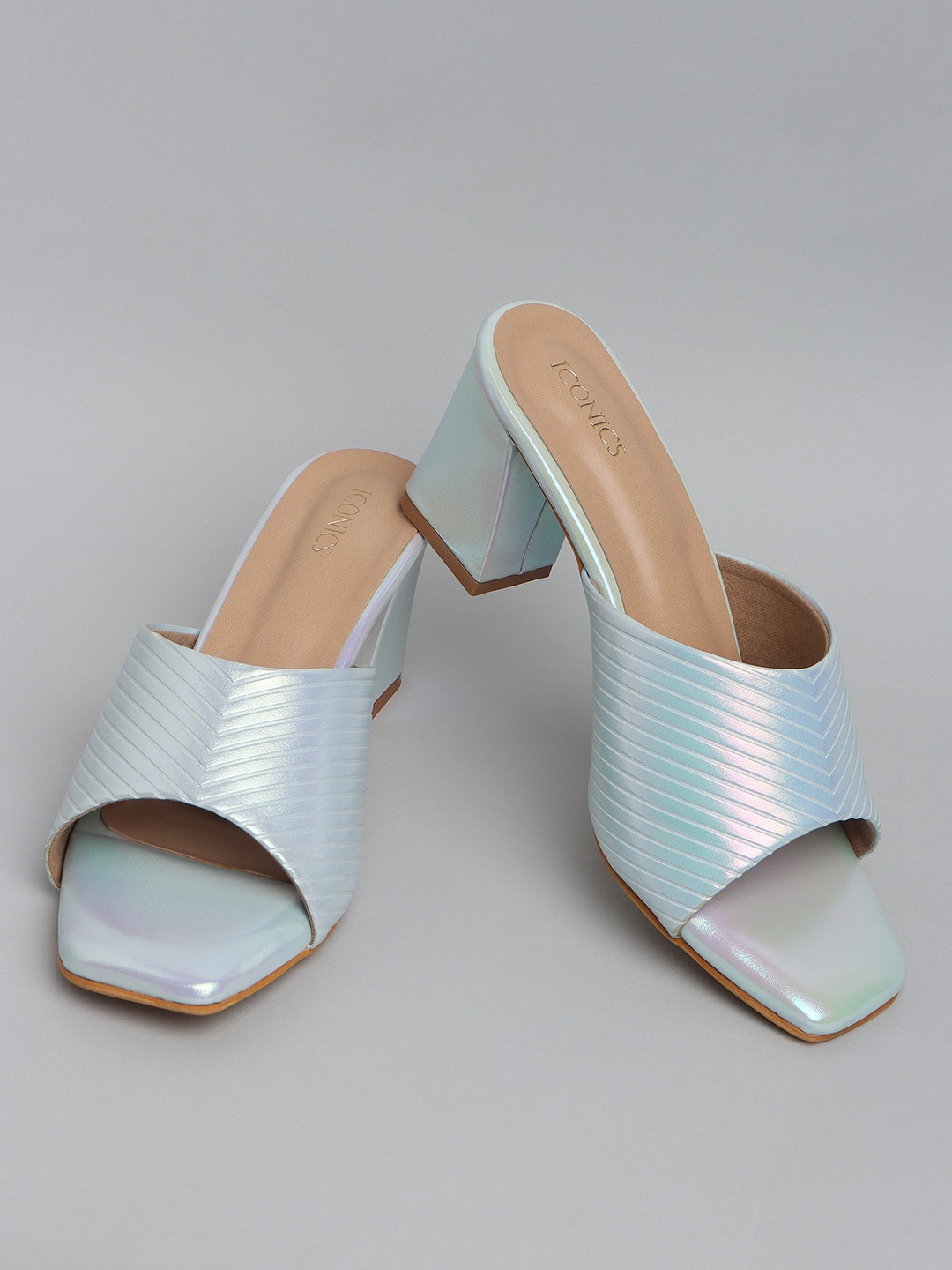 

ICONICS Textured Block Heels, Blue