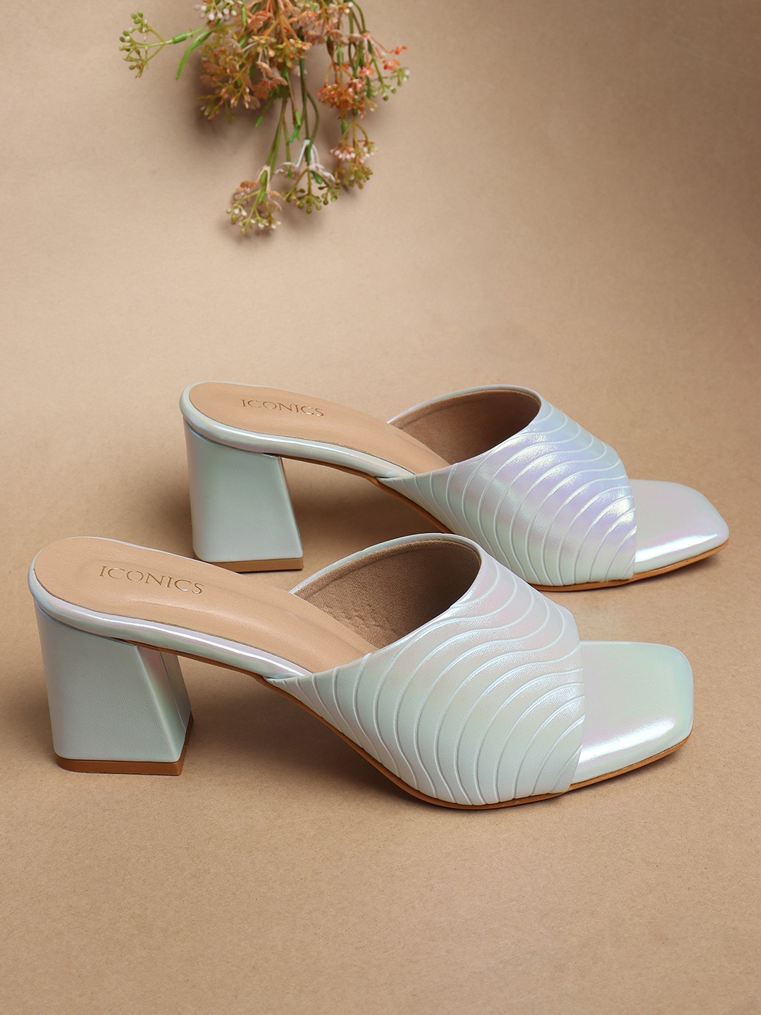 

ICONICS Embellished Block Heels, Blue